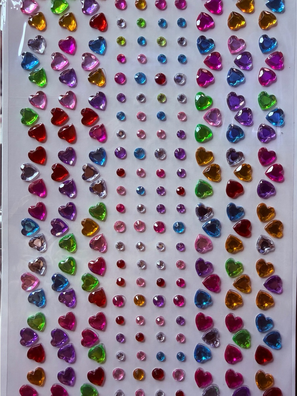 Multicolor Heart and Round Gem Stickers - Decorative Wall Decals